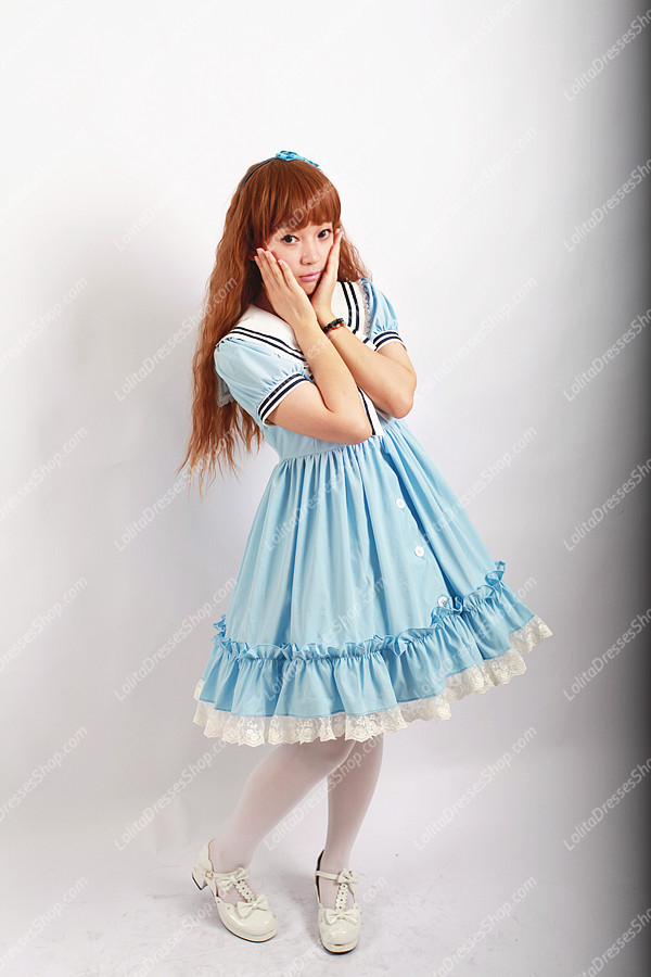 Sweet Cotten Original Print Navy Style Souffle Song Lolita OP