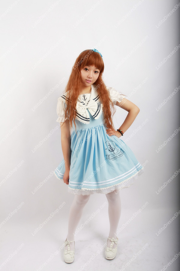 Sweet Cotten Original Print Navy Style Souffle Song Lolita JSK