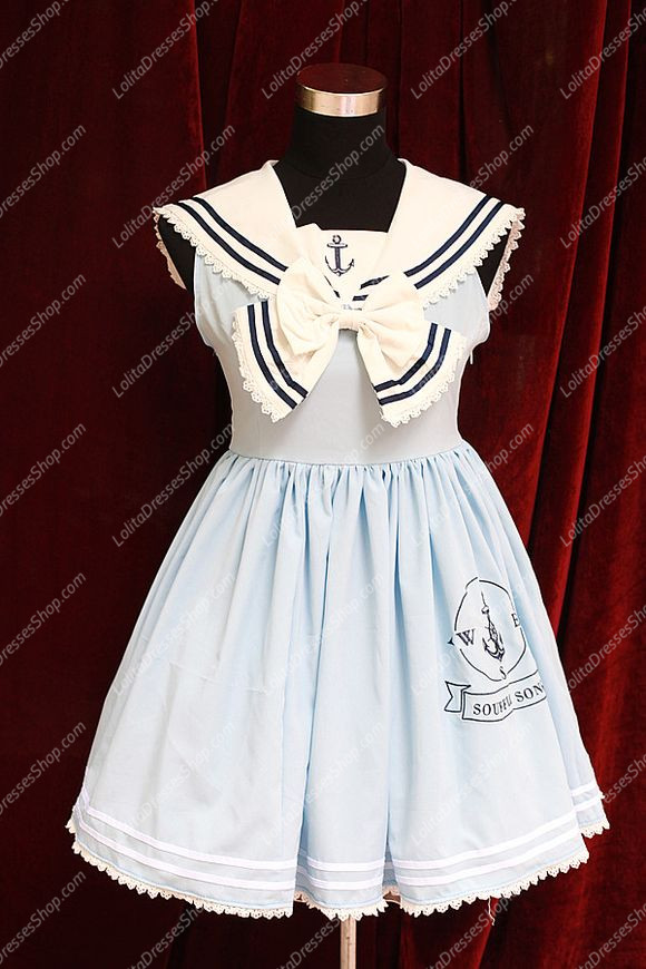 Sweet Cotten Original Print Navy Style Souffle Song Lolita JSK