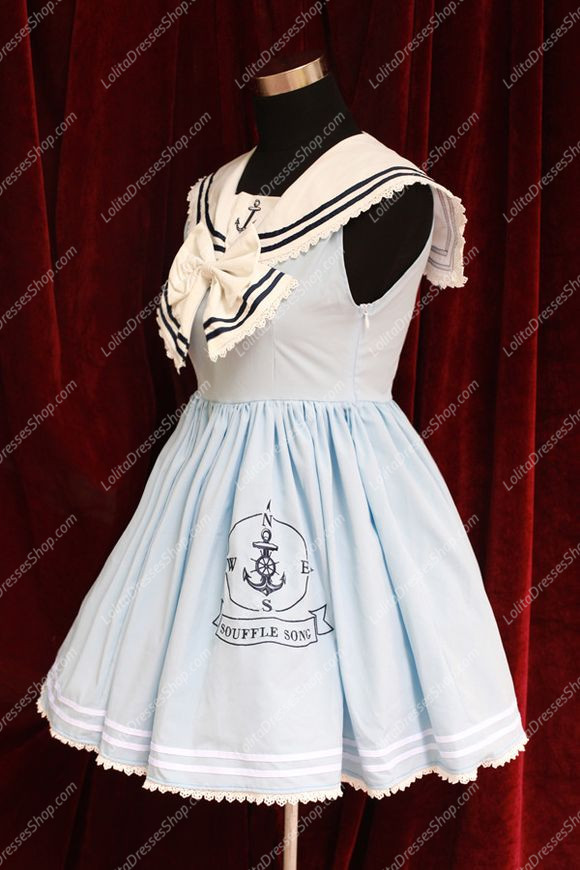 Sweet Cotten Original Print Navy Style Souffle Song Lolita JSK