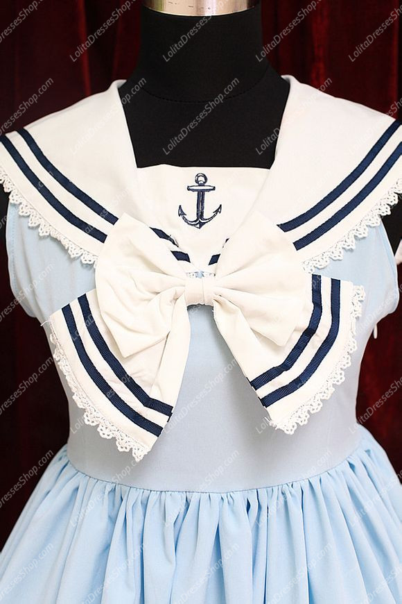 Sweet Cotten Original Print Navy Style Souffle Song Lolita JSK