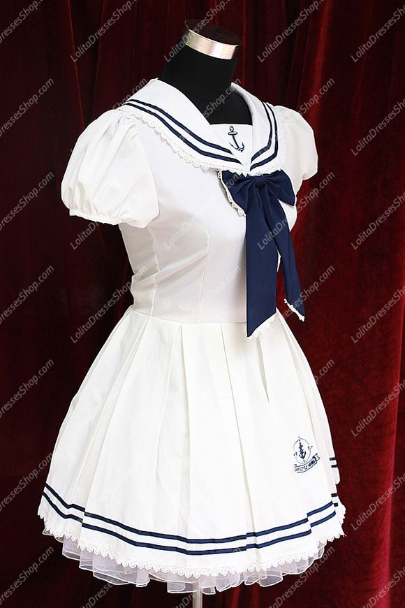 Sweet Cotten Original Print Navy Style Souffle Song Lolita OP