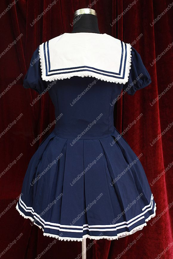 Sweet Cotten Original Print Navy Style Souffle Song Lolita OP