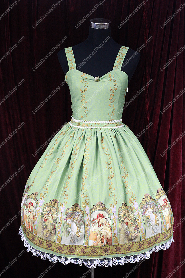 Sweet Cotten Original Print Souffle Song Lolita JSK Slip Dress