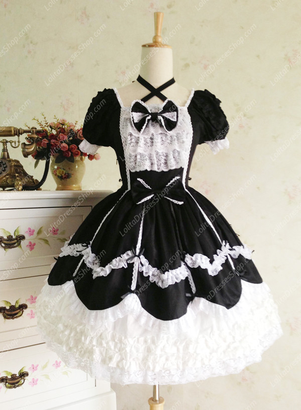 Sweet Cotten Vintage Lace Party Prom Short Sleeve Lolita Dress