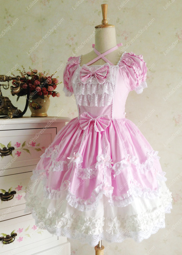 Sweet Cotten Vintage Lace Party Prom Short Sleeve Lolita Dress