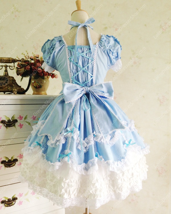 Sweet Cotten Vintage Lace Party Prom Short Sleeve Lolita Dress