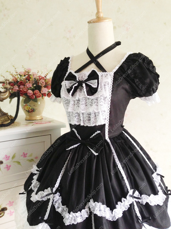 Sweet Cotten Vintage Lace Party Prom Short Sleeve Lolita Dress