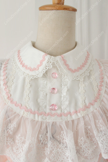 Sweet Chiffon Lace Alice in Wonderland Short Sleeve Knot OP Lolita Dress