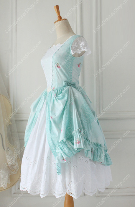 cotton Fashion Lace Vintage Short Sleeve Pastoral embroidery Lolita Dress