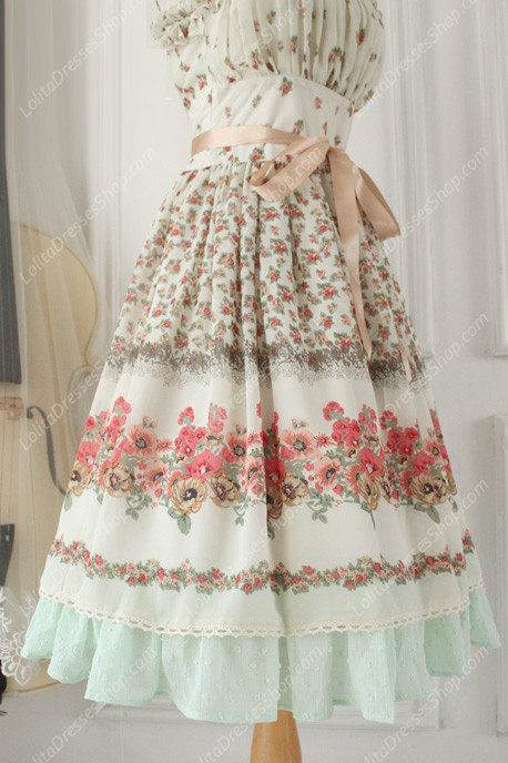 Chiffon Lace Fashion Vintage Gaeden Pastoral embroidery Lolita Dress