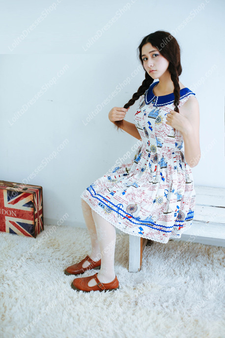 Sailor preppy chic Vintage cotton Lolita Dress