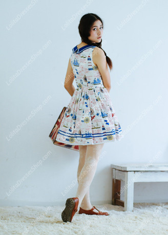 Sailor preppy chic Vintage cotton Lolita Dress