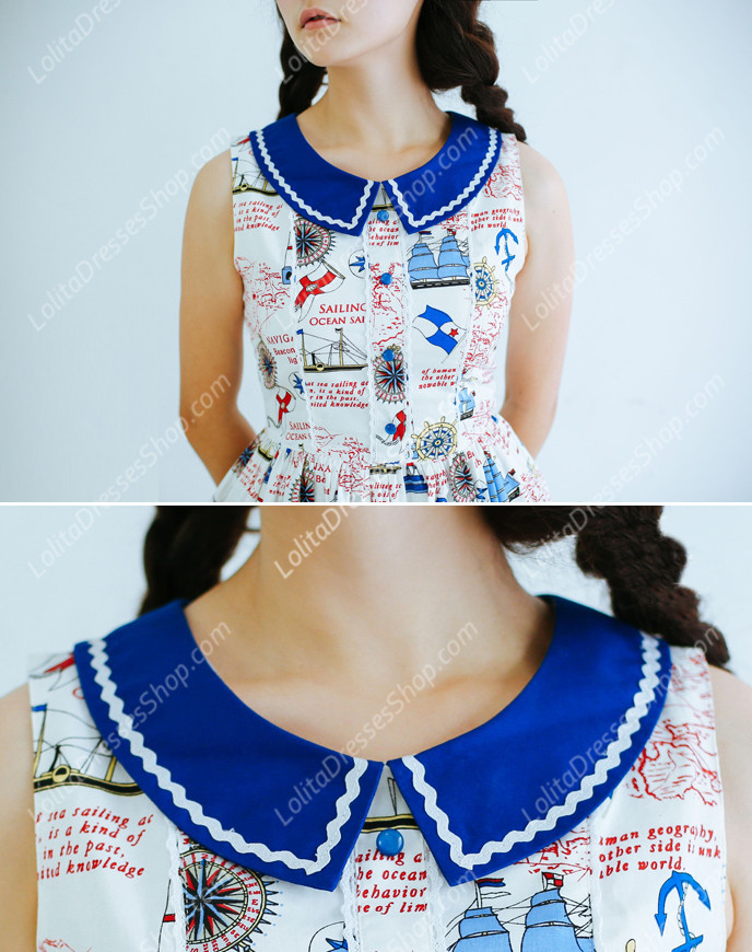 Sailor preppy chic Vintage cotton Lolita Dress