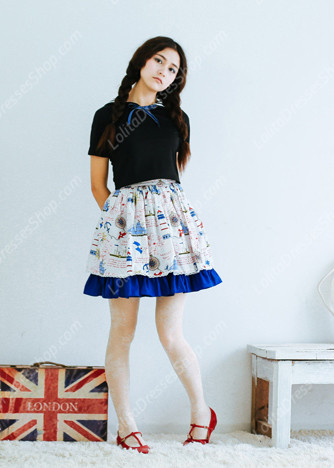 Sailor preppy chic Vintage peaceful sea Knot cotton Lolita Skirt