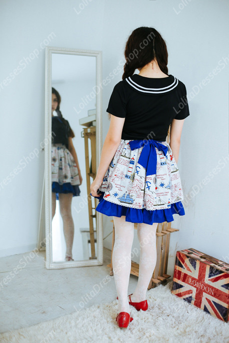 Sailor preppy chic Vintage peaceful sea Knot cotton Lolita Skirt