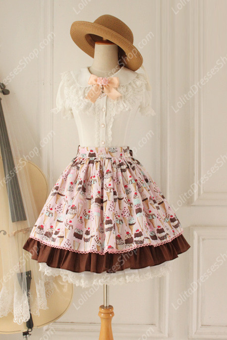 Sweet Party Pink Tale Knot Lace Cotton Lolita Skirt
