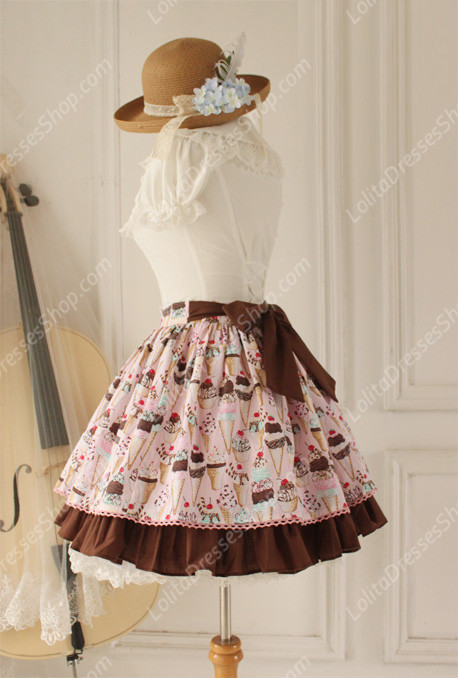 Sweet Party Pink Tale Knot Lace Cotton Lolita Skirt