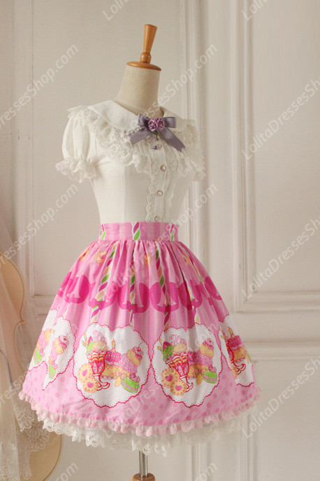 Sweet Party Beautiful Tale Knot Lace Cotton Sk Lolita Skirt