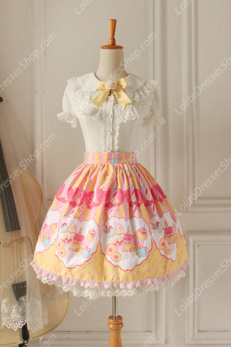 Sweet Party Beautiful Tale Knot Lace Cotton Sk Lolita Skirt