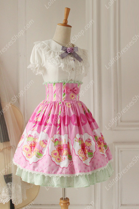 Sweet Party Beautiful Tale High waisted fishbone Knot Lace Lolita Skirt