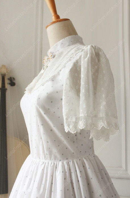 Lolita Cotton Vintage Chinese Butterfly Flounced Stand Collar OP Dress