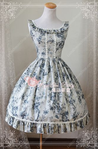 Beautiful Chinese Ink Rose Print Magic Tea Party Lolita Dress