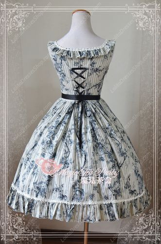 Beautiful Chinese Ink Rose Print Magic Tea Party Lolita Dress