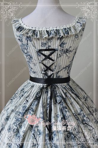 Beautiful Chinese Ink Rose Print Magic Tea Party Lolita Dress