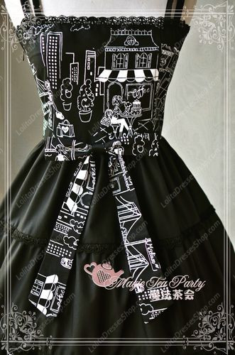 Afternoon Down Print Knot Lace Cotton Magic Tea Party Lolita Dress