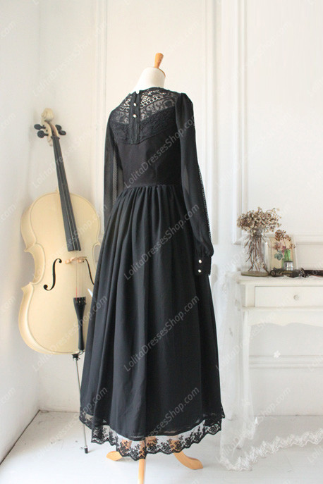 Downton Abbey Vintage Lace cardigan Front Gothic Lolita Long Dress