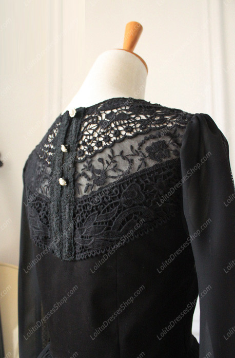 Downton Abbey Vintage Lace cardigan Front Gothic Lolita Long Dress