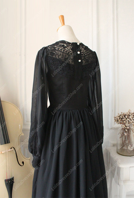 Downton Abbey Vintage Lace cardigan Front Gothic Lolita Long Dress