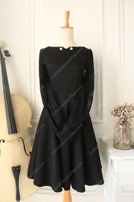 Downton Abbey Classic Black Lace cardigan Front Gothic Lolita Dress