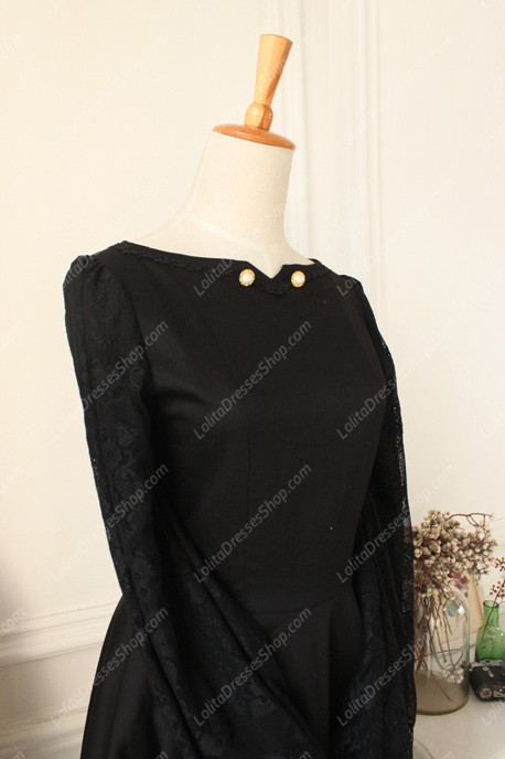 Downton Abbey Classic Black Lace cardigan Front Gothic Lolita Dress