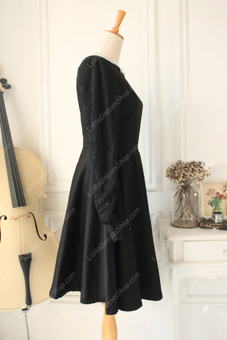 Downton Abbey Classic Black Lace cardigan Front Gothic Lolita Dress