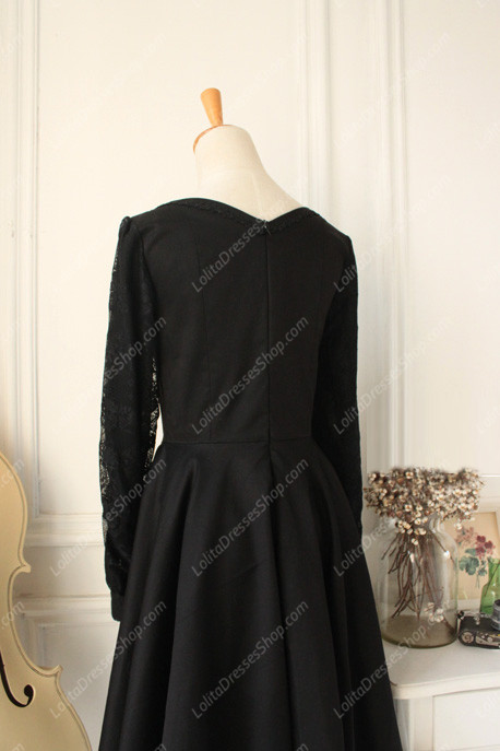 Downton Abbey Classic Black Lace cardigan Front Gothic Lolita Dress