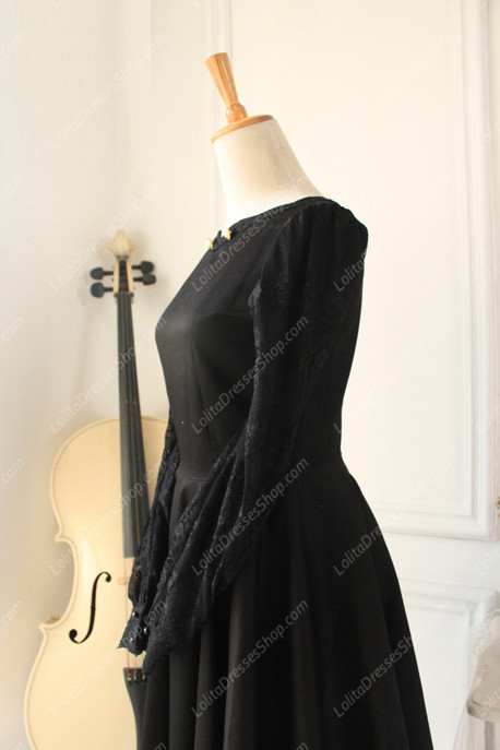 Downton Abbey Classic Black Lace cardigan Front Gothic Lolita Dress