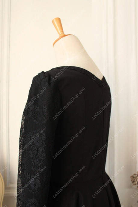 Downton Abbey Classic Black Lace cardigan Front Gothic Lolita Dress