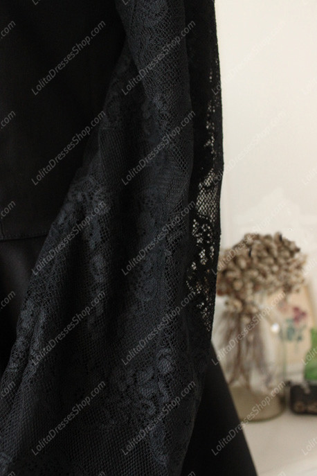Downton Abbey Classic Black Lace cardigan Front Gothic Lolita Dress