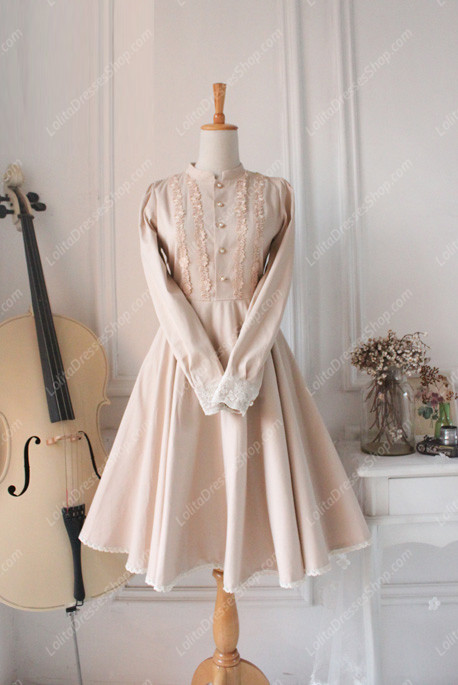 Downton Abbey Classic Lace champagne color Long Lolita Dress