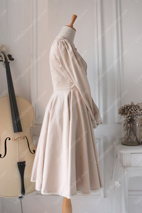 Downton Abbey Classic Lace champagne color Long Lolita Dress