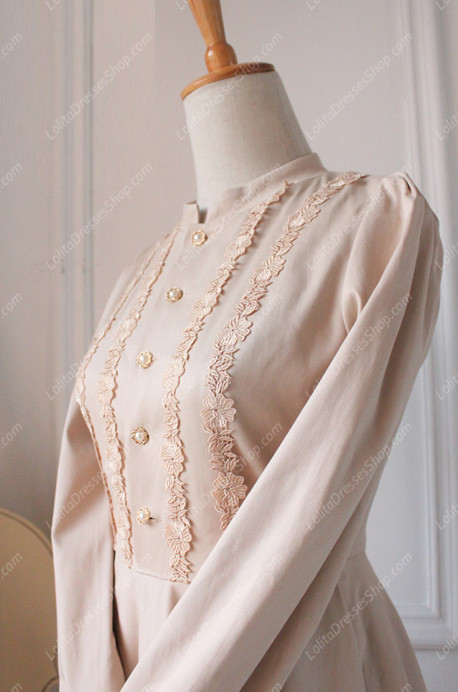 Downton Abbey Classic Lace champagne color Long Lolita Dress