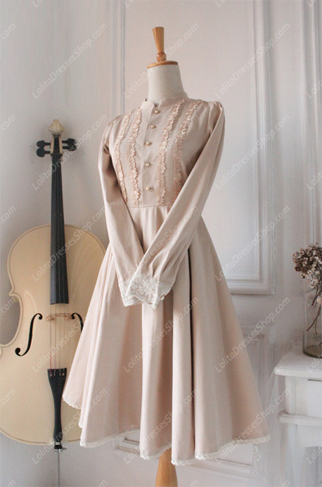 Downton Abbey Classic Lace champagne color Long Lolita Dress