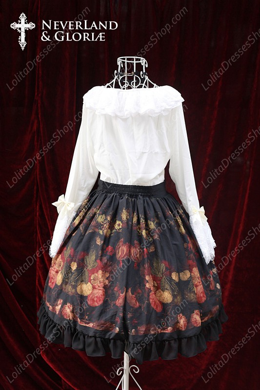 Sweet Choosing Flower Girl Souffle Song Lolita Painting Style Retro Printing Waist Skirt