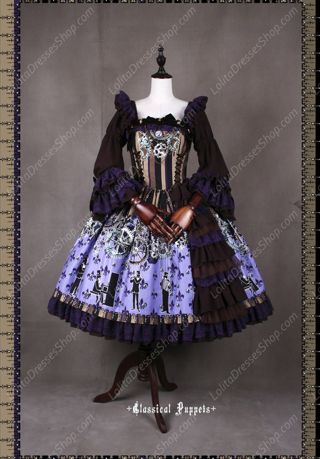 Sweet Steam Band Long Sleeves Classical Puppets Lolita Dress OP