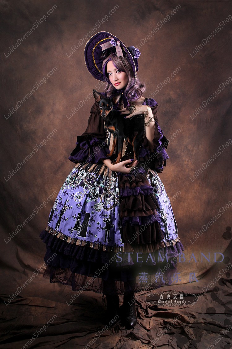 Sweet Steam Band Long Sleeves Classical Puppets Lolita Dress OP