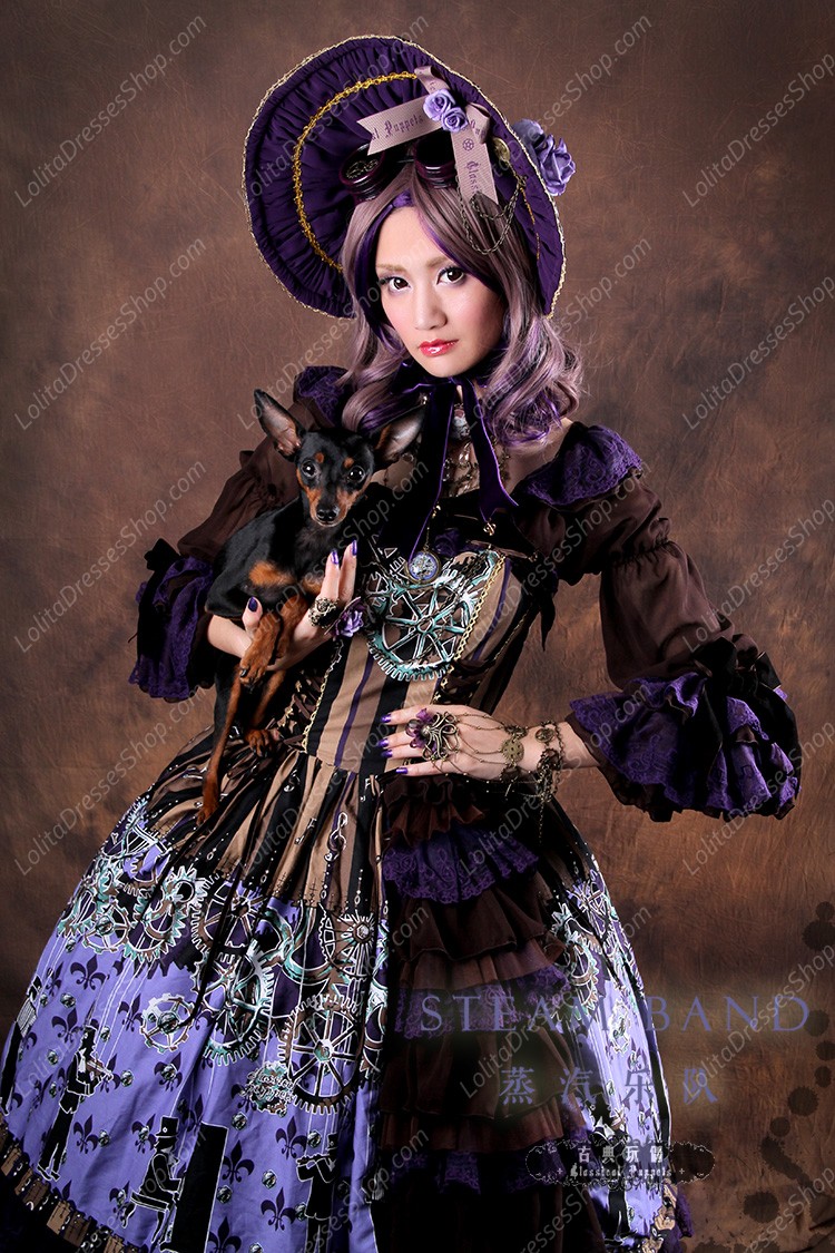 Sweet Steam Band Long Sleeves Classical Puppets Lolita Dress OP