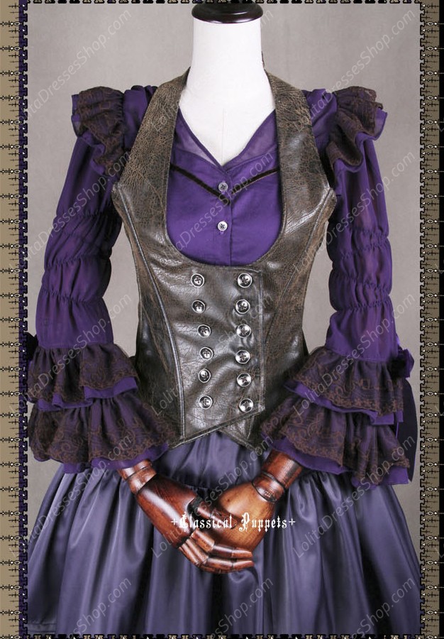 Sweet Steam Band Leather Double Breasted Classical Puppets Lolita Vest