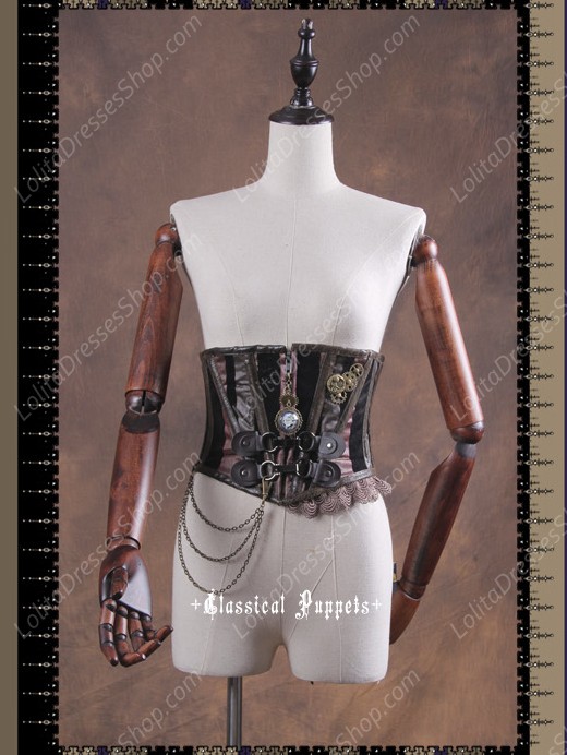 Sweet Steam Band Leather Fishbone Short Classical Puppets Lolita Girdles